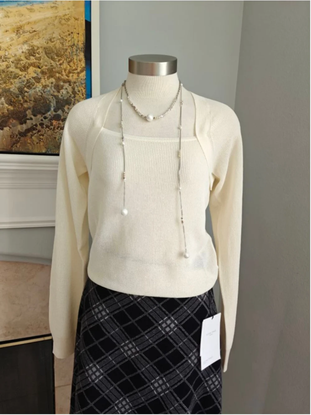 Ivory 2-in-1 Layered Knit Top | Square Neck Minimalist Sweater